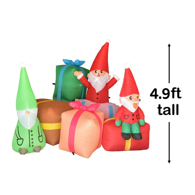 4.9 FT Christmas Inflatable Elf and Gifts - PopFun