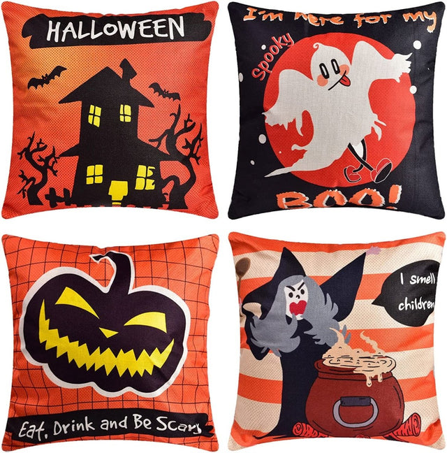 4PCS Halloween Pillow Covers Set - PopFun