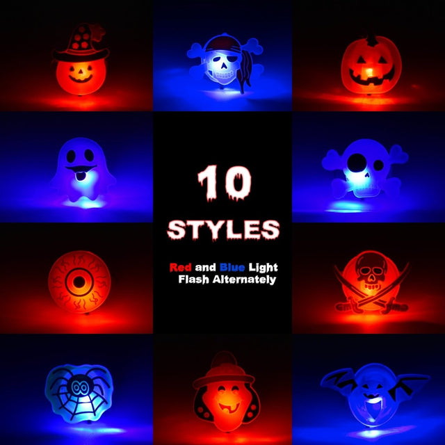 50 Pcs Halloween Party Favors: LED Rings for Kids - Wholesale - PopFun