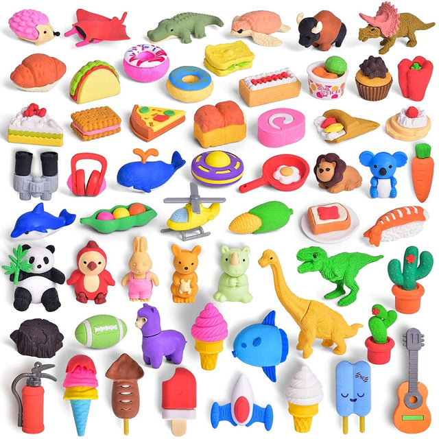 58 Pcs Animal & Food Erasers Gifts for Kids | PopFun