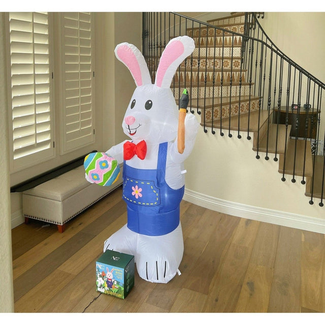 5.9 FT Easter Inflatable Bunny with Egg and Pen | PopFun