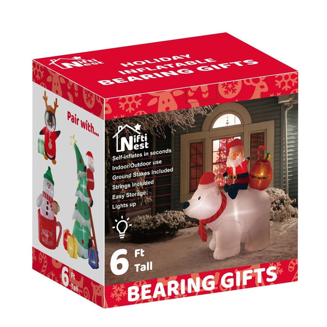 6' Ft Bearing Gifts Holiday Inflatable | PopFun