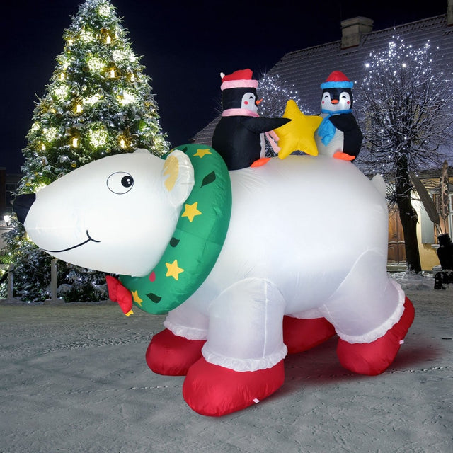 6 FT Christmas Inflatable Polar Bear with Penguins - PopFun