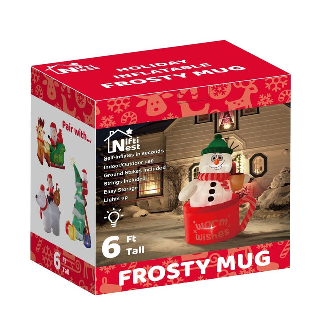 6' Ft Frosty Mug Holiday Inflatable | PopFun