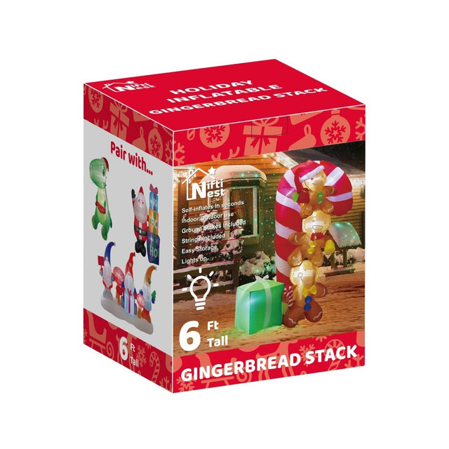 6' Ft Gingerbread Stack Holiday Inflatable | PopFun