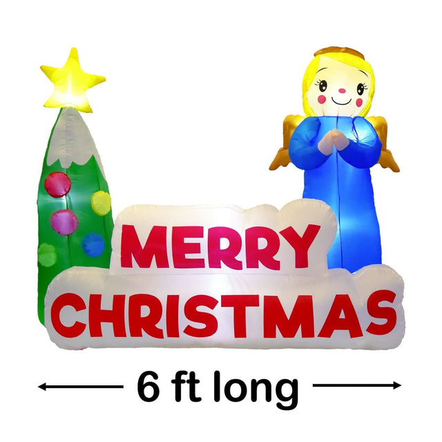 6' Ft Long Good Tidings Holiday Inflatable | PopFun