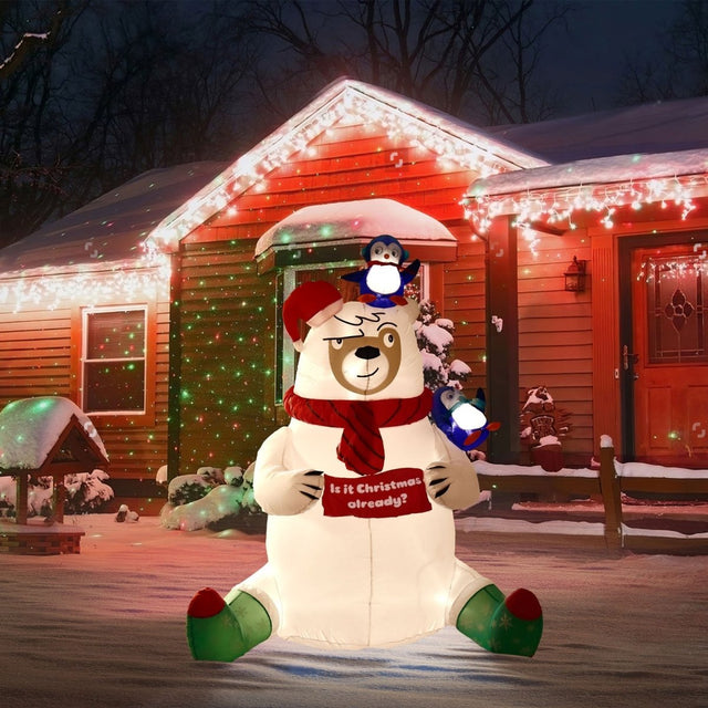 6' Ft Merry Bear Holiday Inflatable | PopFun