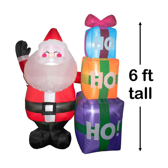 6' Ft Stacked Santa Holiday Inflatable | PopFun