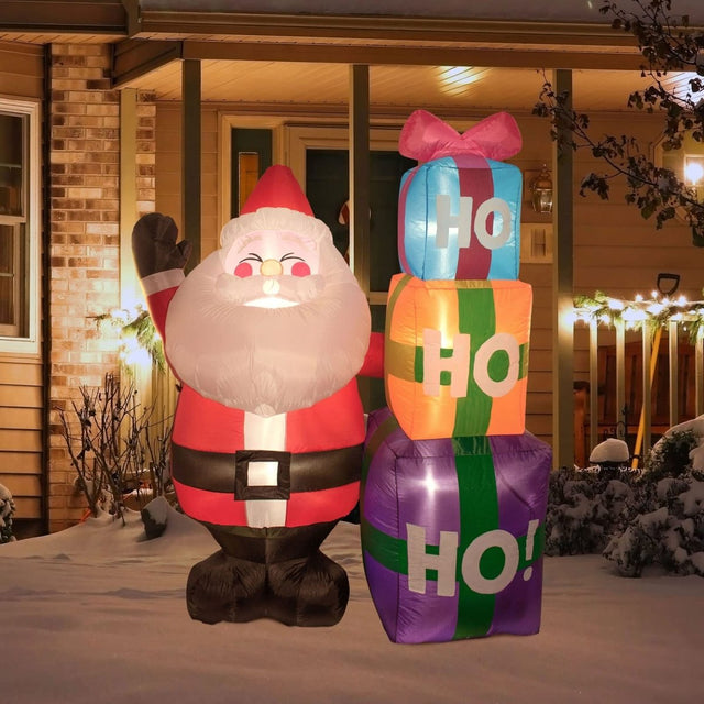 6' Ft Stacked Santa Holiday Inflatable | PopFun