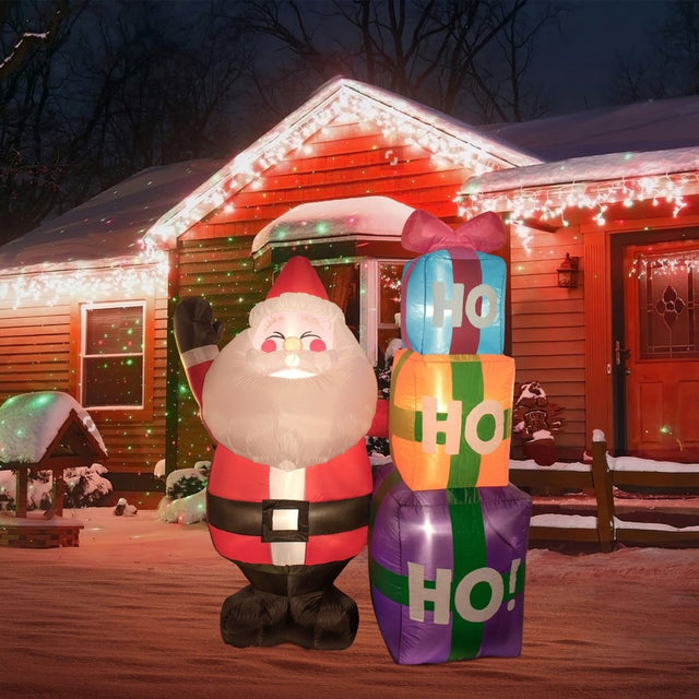 6' Ft Stacked Santa Holiday Inflatable | PopFun