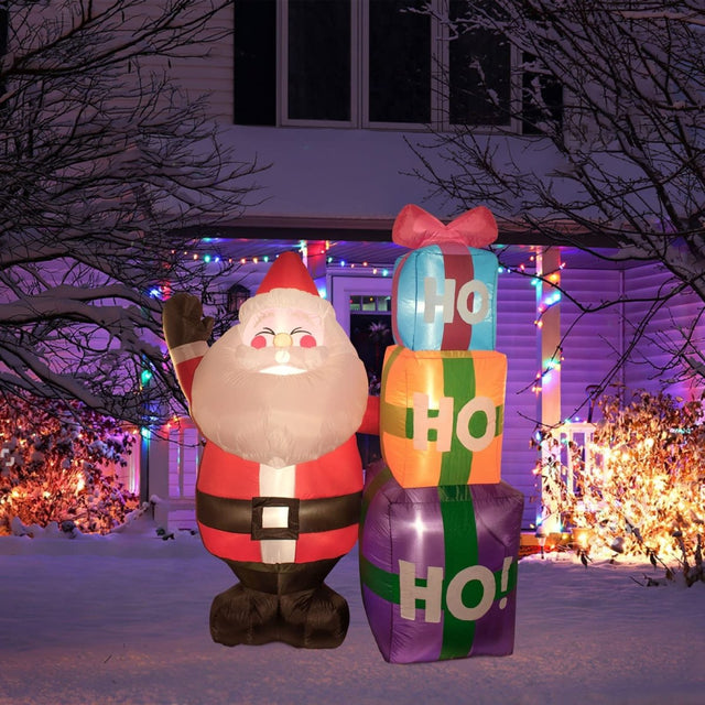 6' Ft Stacked Santa Holiday Inflatable | PopFun