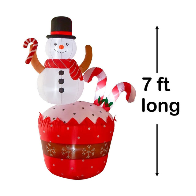 7' Ft Festive Frosty Holiday Inflatable | PopFun