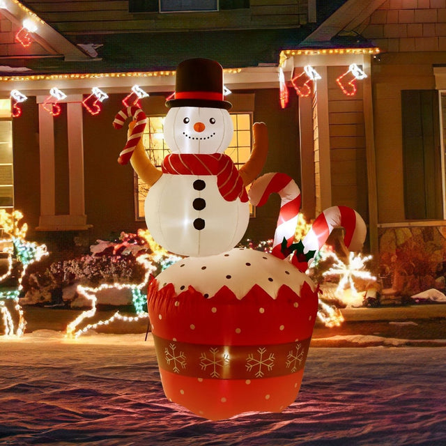 7' Ft Festive Frosty Holiday Inflatable | PopFun