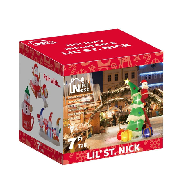7' Ft Lil' St. Nick Holiday Inflatable | PopFun