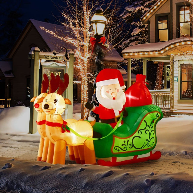 7' Ft Long Santa's Sleigh Holiday Inflatable | PopFun