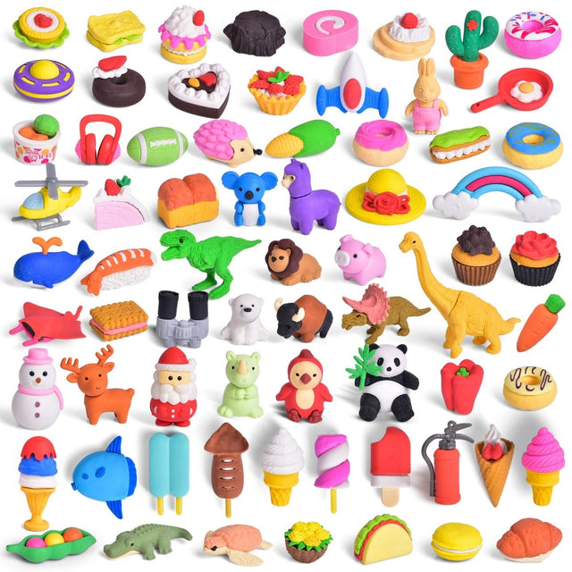 70 Pcs Mini Toys: Puzzle Erasers - PopFun