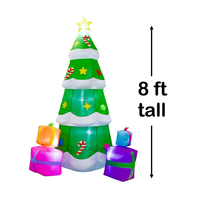 8' Ft Snowy Evergreen Holiday Inflatable | PopFun