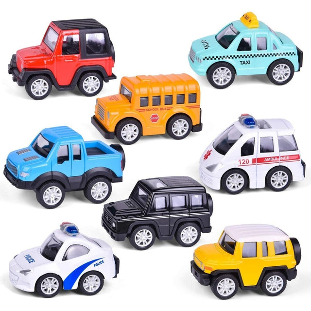 8 Pcs Metal Pull Back Cars - PopFun