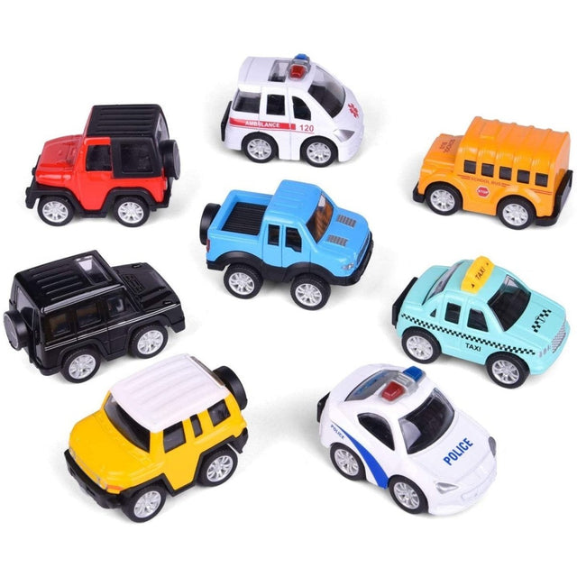 8 Pcs Metal Pull Back Cars - PopFun