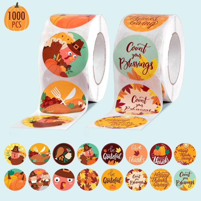 Thanksgiving Sticker Roll Collection 1000 Pcs
