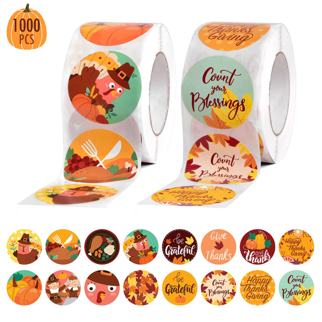 Thanksgiving Sticker Roll Collection 1000 Pcs