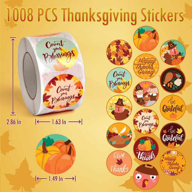 Thanksgiving Sticker Roll Collection 1000 Pcs