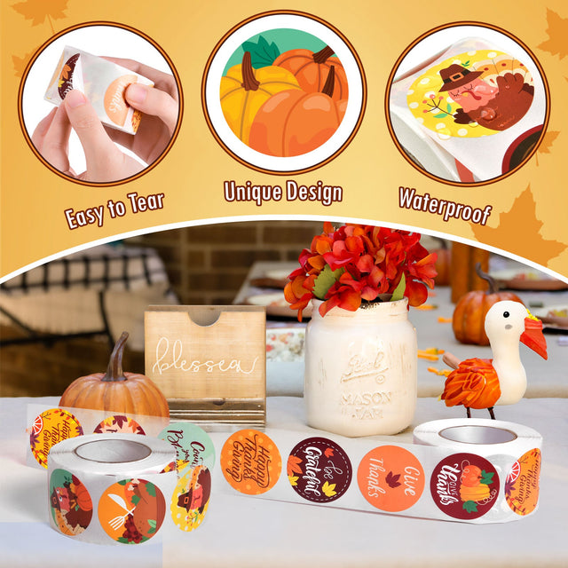 Thanksgiving Sticker Roll Collection 1000 Pcs