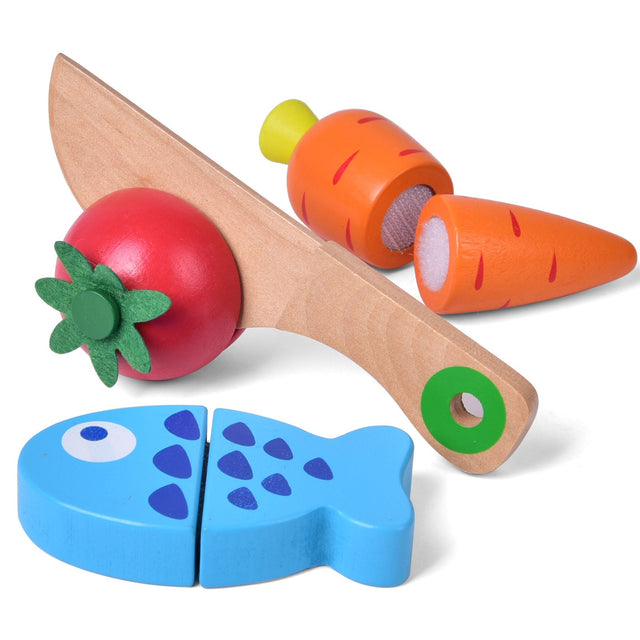 Wooden Pretend Play Food Cutting Set | PopFun