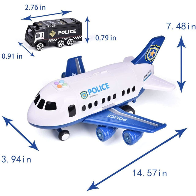 Airplane Toy with 6 Die-cast Police Toy Cars - PopFun