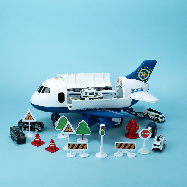 Airplane Toy with 6 Die-cast Police Toy Cars - Wholesale - PopFun