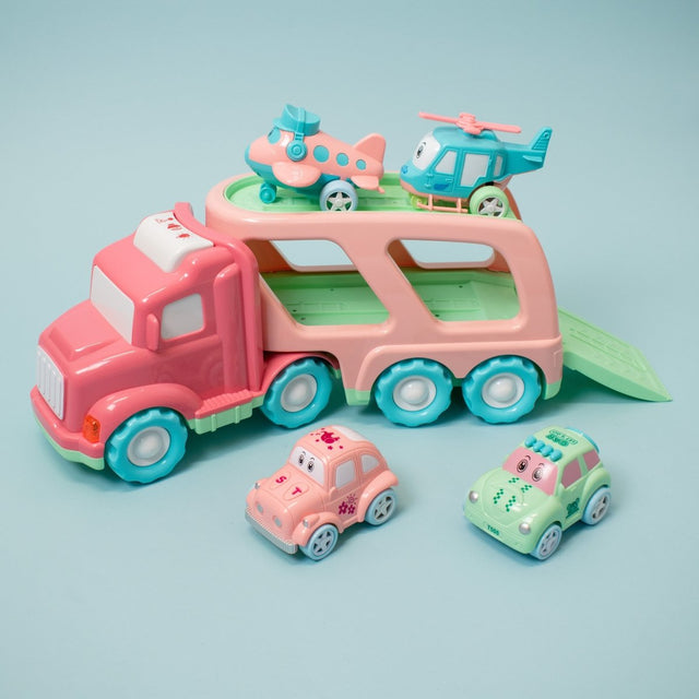 Cartoon Vehicles with Carrier Truck | PopFun