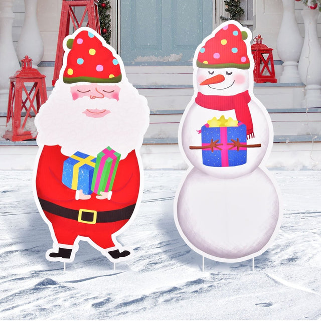 Christmas Santa & Snowman Yard Signs - PopFun