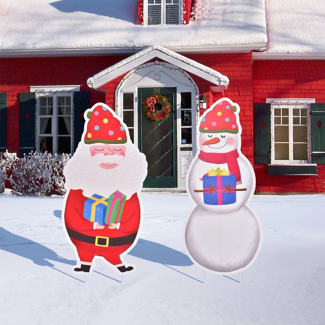 Christmas Santa & Snowman Yard Signs - PopFun