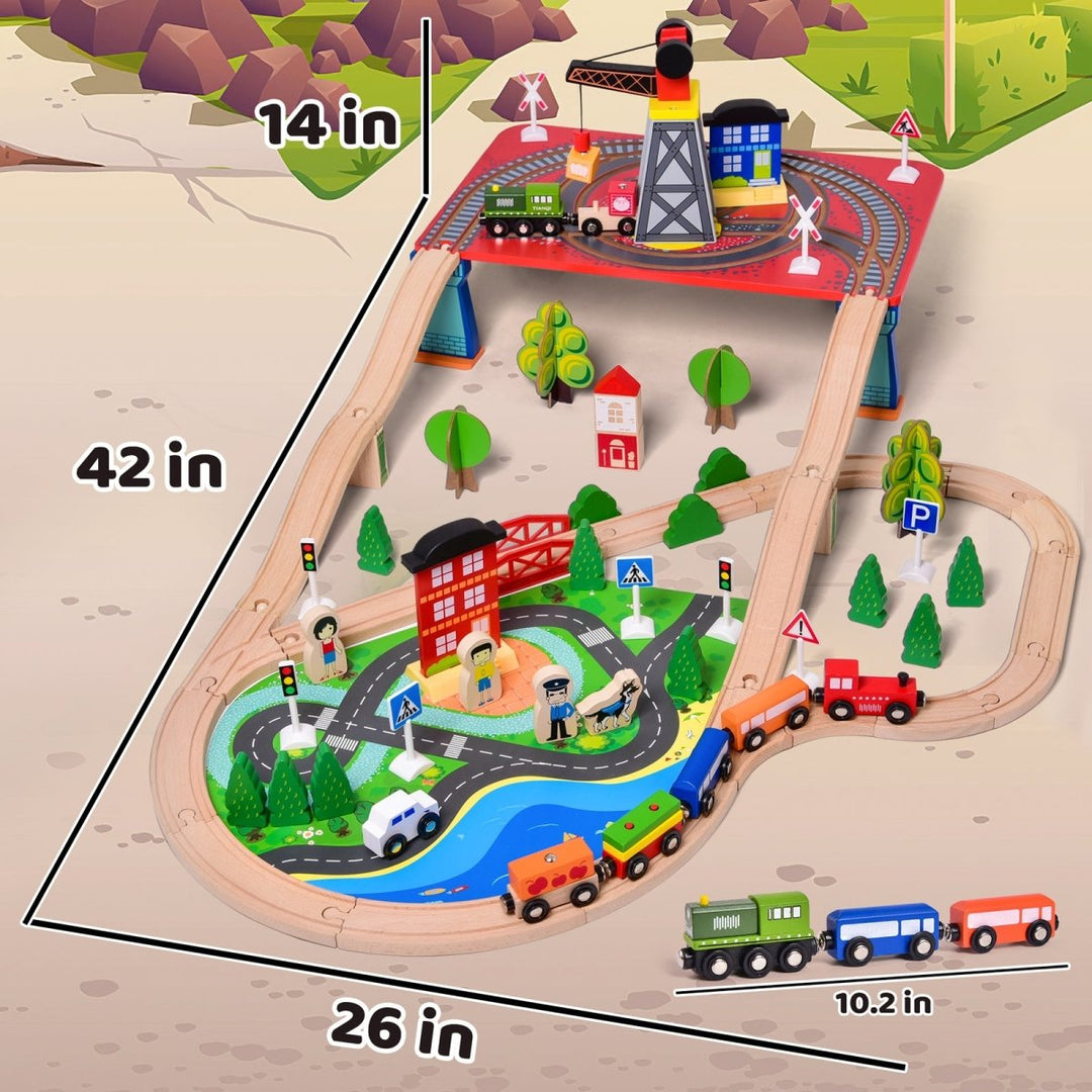 City Track Wooden Train Toy Set | Fun Little Toys – funlittletoys