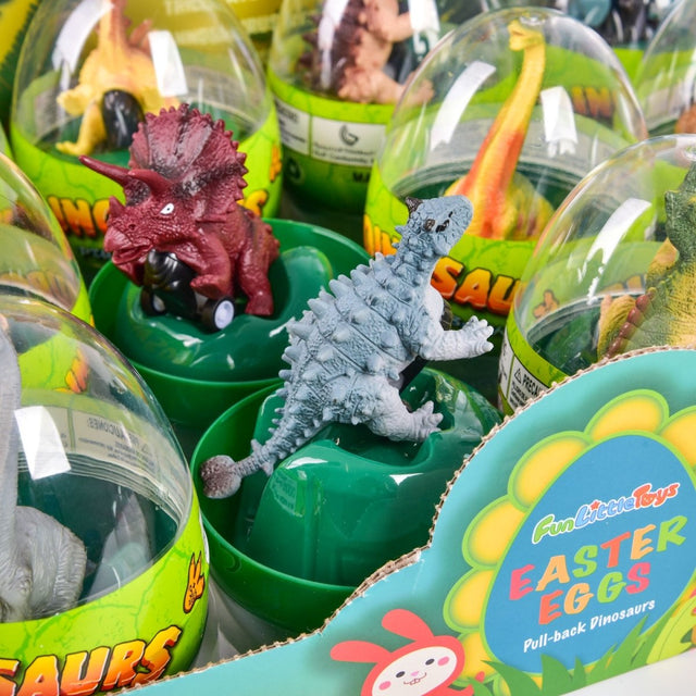 Easter Egg Prefilled with Dinosaur Pull-Back Cars, 12 pcs - PopFun