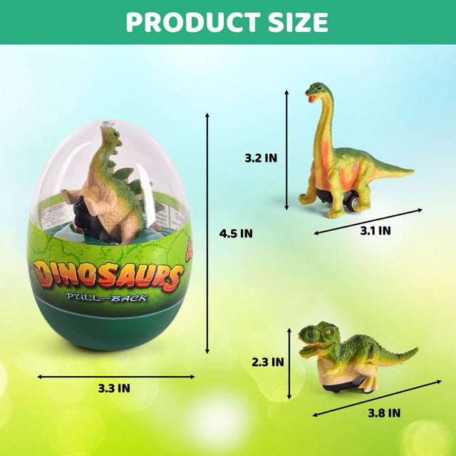 Easter Egg Prefilled with Dinosaur Pull-Back Cars, 12 pcs - PopFun