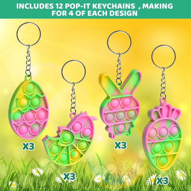 Easter Themed Keychain Popper Fidgets 12 Pcs - PopFun