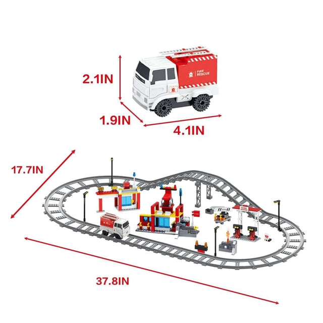 Fire Station with Train Tracks - PopFun