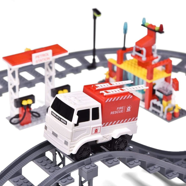 Fire Station with Train Tracks - PopFun