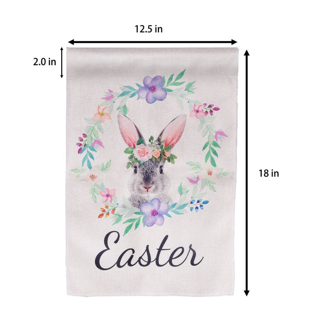 Floral Bunny Easter Garden Flag - PopFun