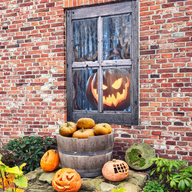 Scary Halloween Pumpkin Window Curtain