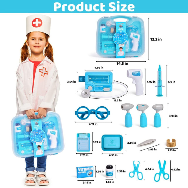 Kids Doctor Kit Pretend Play Set 17 Pcs - PopFun