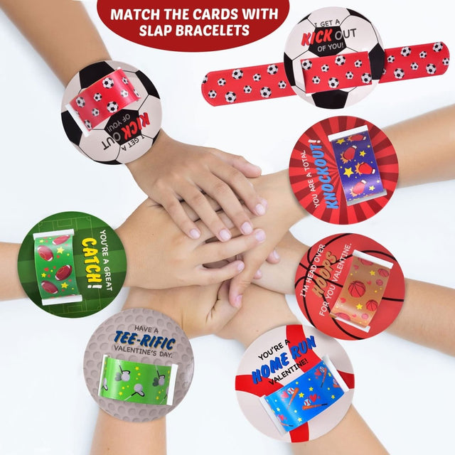 Kids Valentines Day Cards with Slap Bracelets and Stickers - PopFun