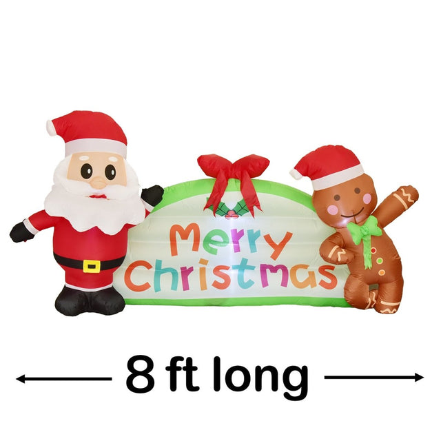 Santa and Gingerbread Man Christmas Inflatable - PopFun