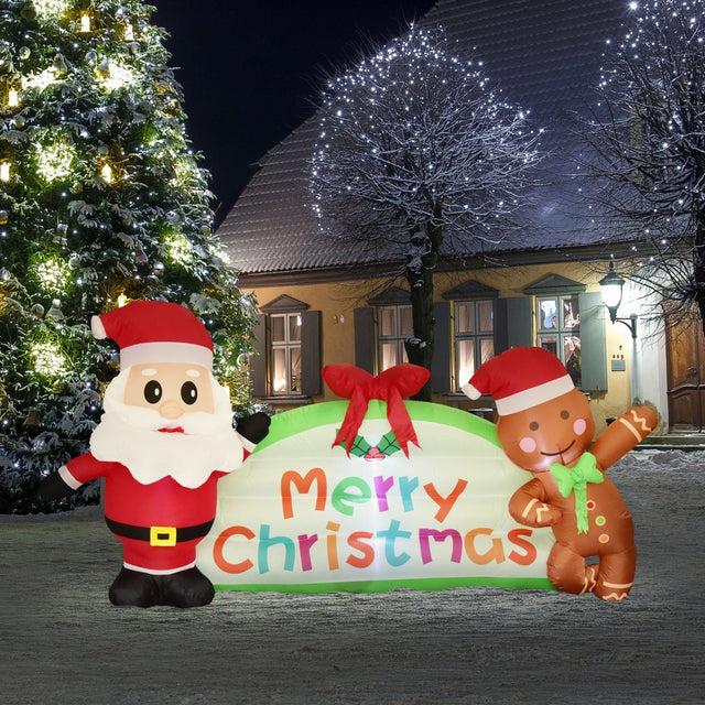 Santa and Gingerbread Man Christmas Inflatable - PopFun