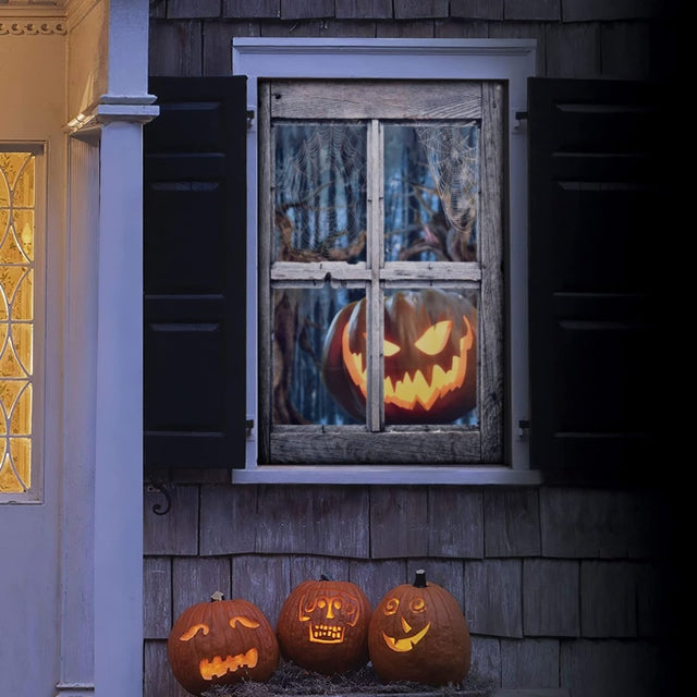 Scary Halloween Pumpkin Window Curtain - PopFun