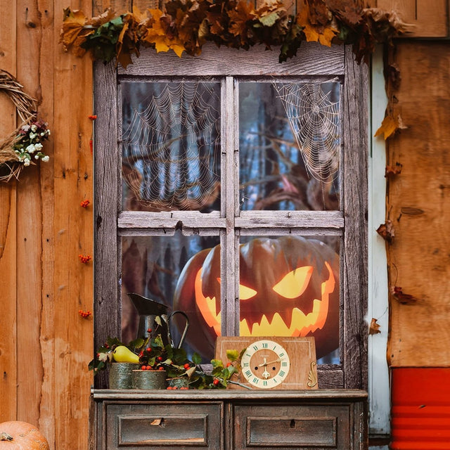 Scary Halloween Pumpkin Window Curtain - PopFun
