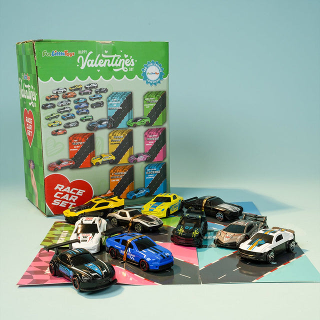 Valentines Day Gifts Cards with Racing Car Toys 28 Pcs- Wholesale - PopFun