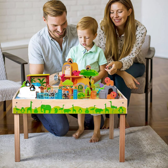 Wooden All-in-One Zoo Play Table - PopFun
