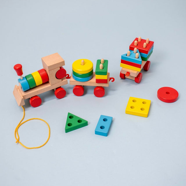 Wooden Stacking Train for Toddlers - PopFun